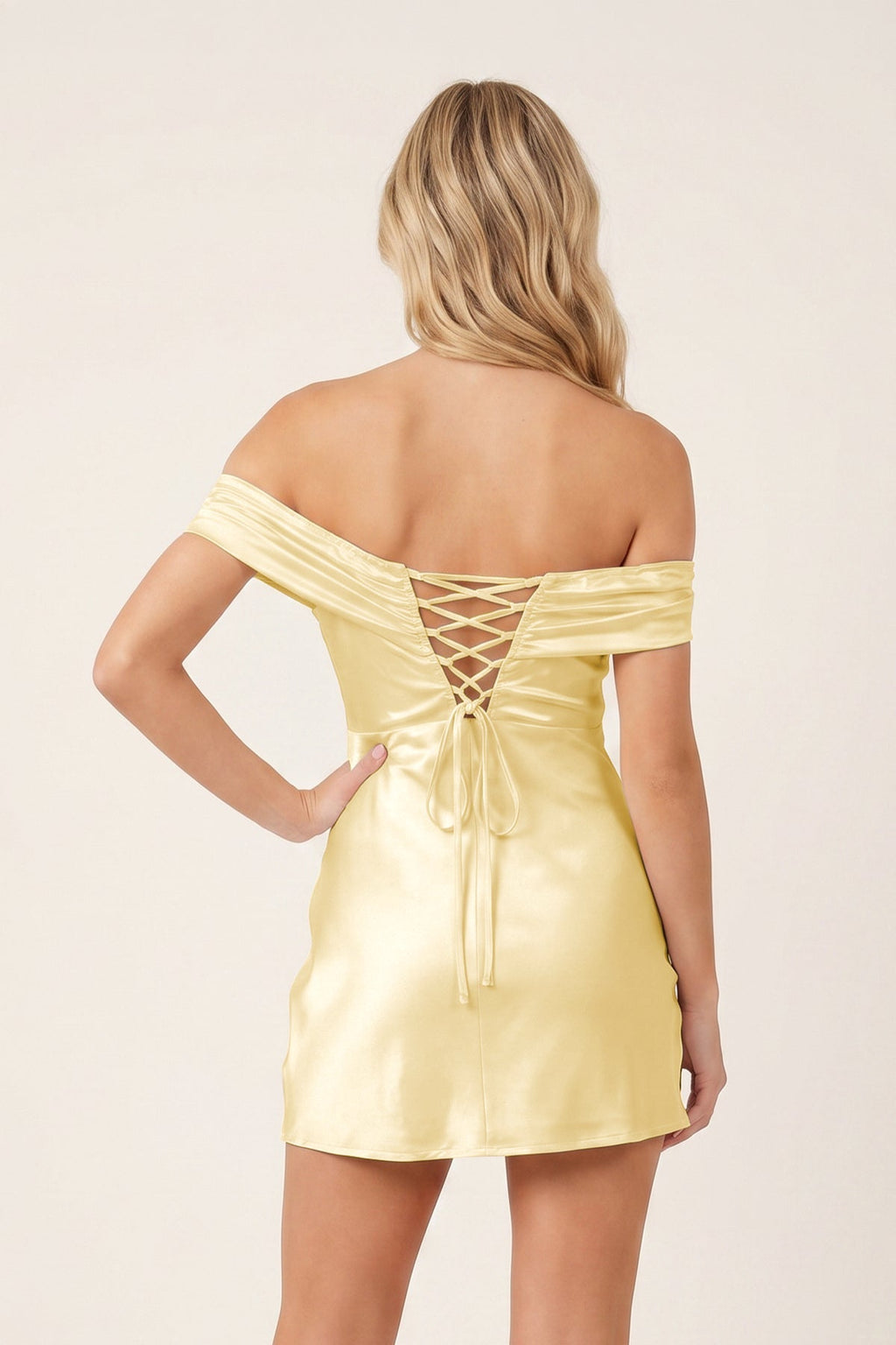 Aqua Off-the-Shoulder Satin Sheath Homecoming Dress