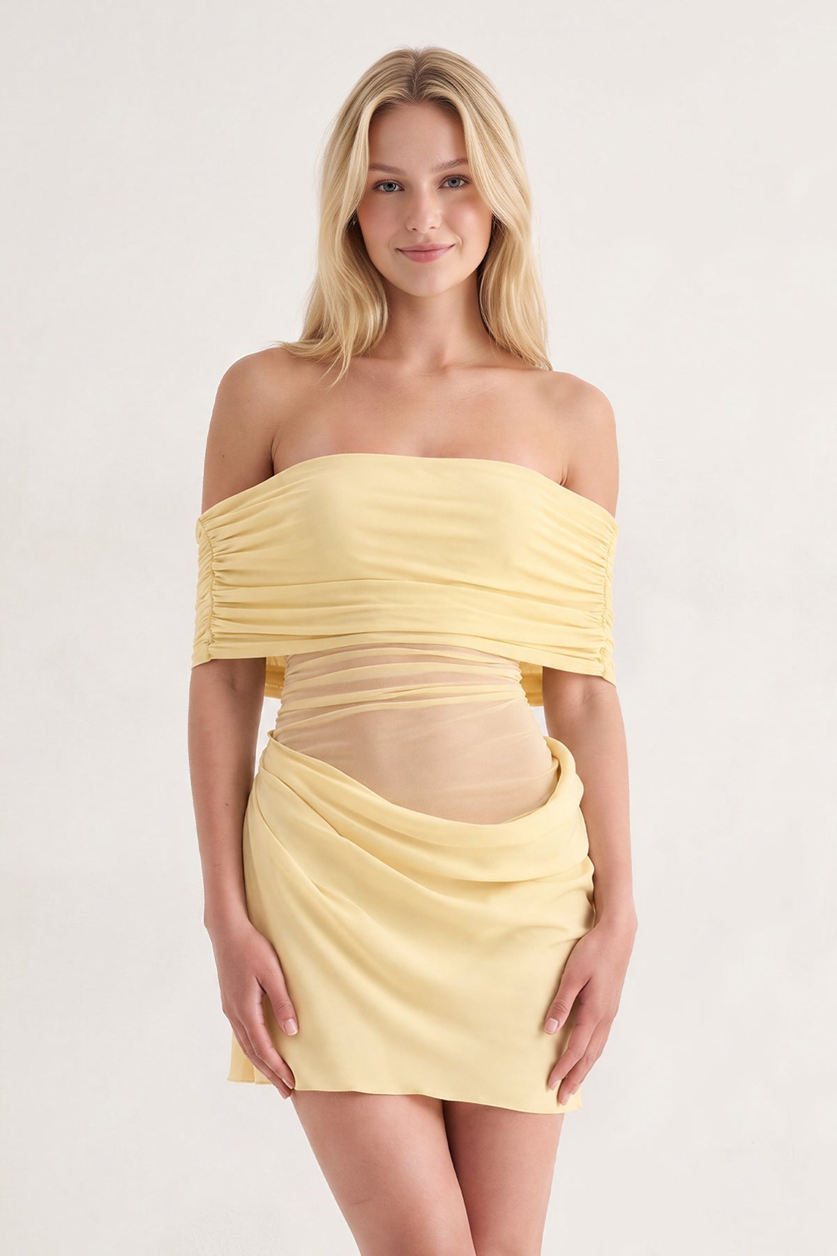 Aqua Off the Shoulder Sheath Ruched Tulle Homecoming Dress