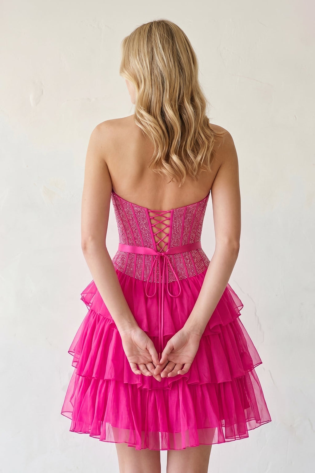 Black Beaded Corset Strapless Ruffled A-Line Homecoming Dress