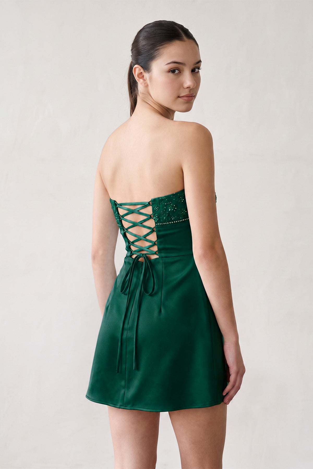 Aqua Strapless Appliqued Satin Sheath Homecoming Dress