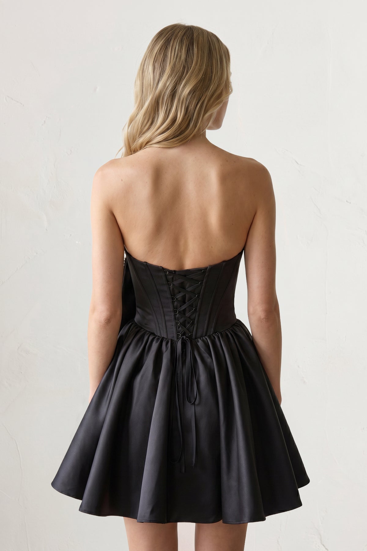 Fuchsia Strapless A-Line Satin Mini Corset Homecoming Dress With Bow