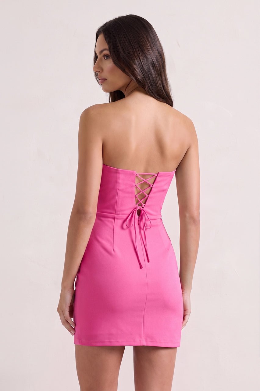 Strapless Yellow Corset Bodycon Short Satin Homecoming Dress