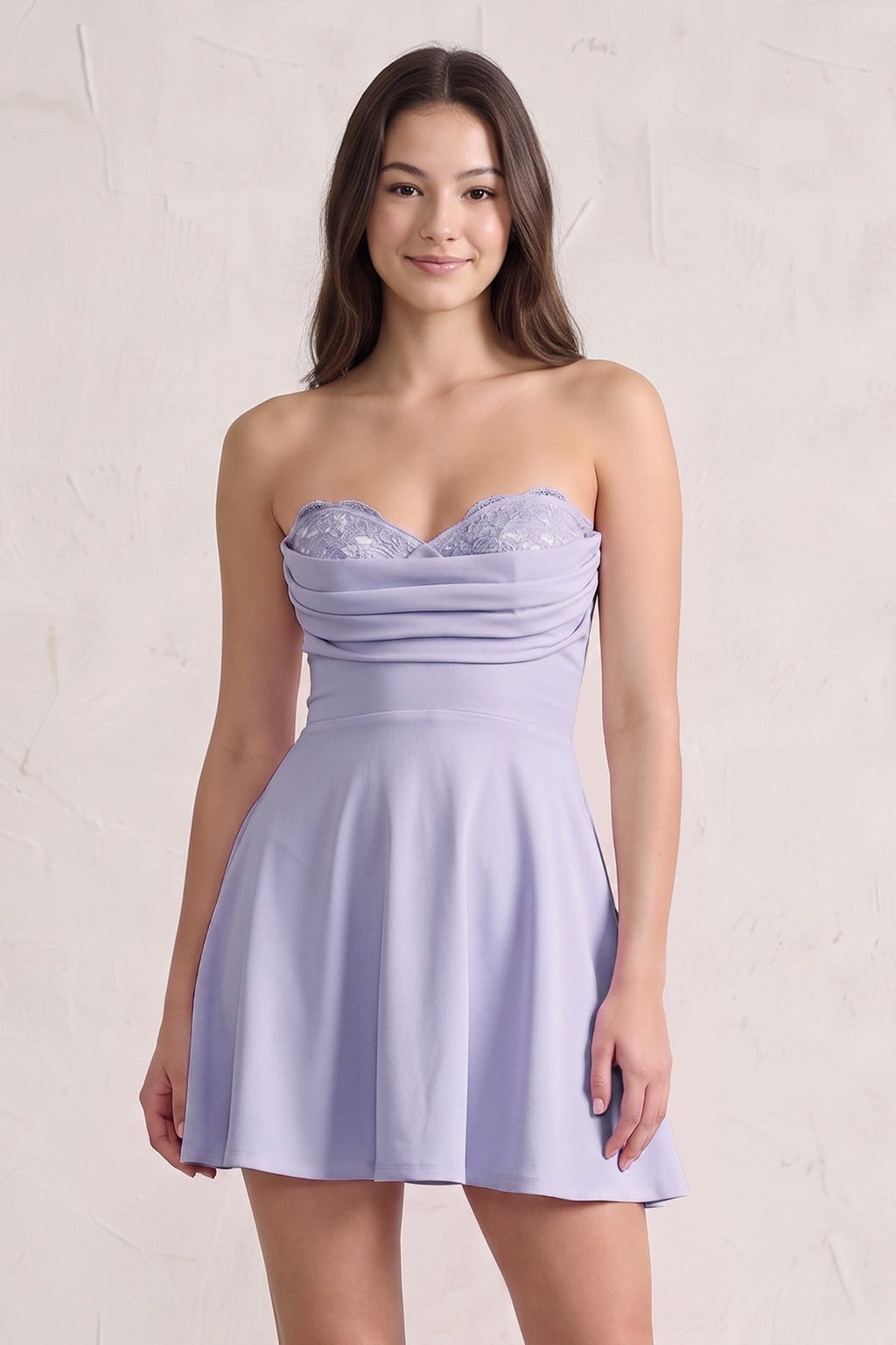 Pink Lace Sweetheart A-Line Linen Short Homecoming Dress