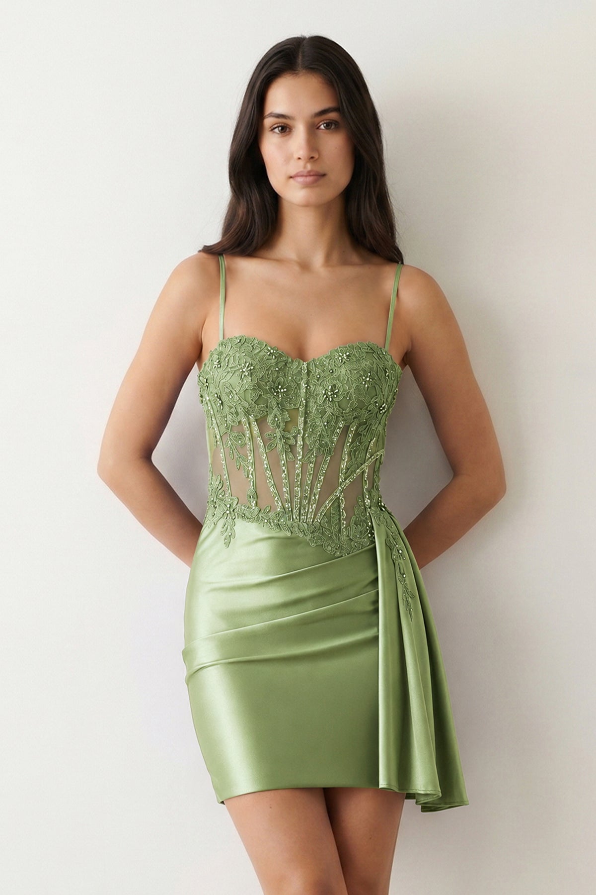 Royal Blue Cami Straps Sheath Satin Corset Appliqued Homecoming Dress